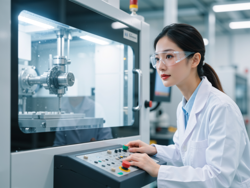 科技产品开发过程，工程师在调试设备，现代化实验室环境，高科技设备运行状态监测